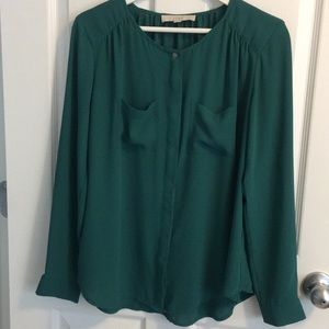 [Loft] like new lightweight dark-green blouse